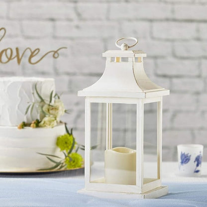 Kate Aspen LED Vintage Decorative Ivory Hampton-Rustic Home Shelf Decor Lantern, One Size (Pack of 2)