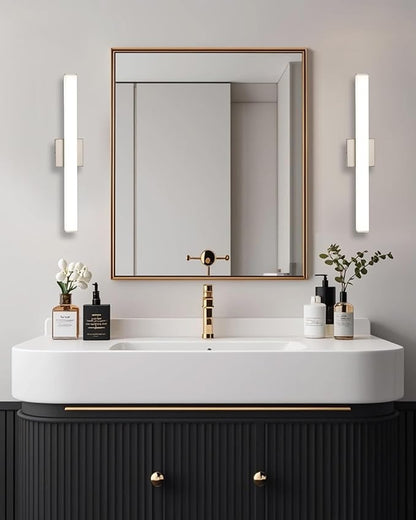 Bathroom Vanity Light Brushed Nickel Square LED 24 inch 14W 4000K Natural White Light Wall Bar Lighting Fixtures Over Mirror (Brushed Nickel, 24inch 4000K Dimmable)