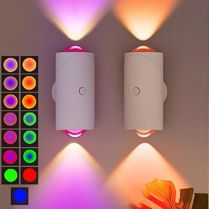 LED Wireless Wall Sconce with Color Changing, Motion Sensor Light Indoor, 1500mAh Rechargeable Battery Operated Wall Sconces for Bedroom Bedside Hallway Courtyard Doorway (white - 2 pack)