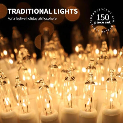 150LIGHTS WARM WHITE Extra-Bright With End Connectors Christmas Decorative Lights 9.72m UL Certified Mini String Light Set Waterproof for Home Garden Holiday Christmas Tree Party Patio Wedding