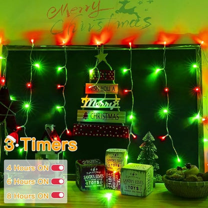 Ollny Icicle Lights for Outside 504LED 41FT, Red and Green Christmas Light with Remote 8Modes Timers Waterproof, Plug in Connectable Hanging Lights for Outdoor Indoor House Roof Holiday