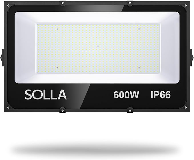 SOLLA 600W LED Flood Light Outdoor, 60000lm 6000K Daylight White, 3060W Equivalent Super Bright LED Arena Light IP66 Waterproof Commercial Lighting for Sports Fields,Counts,Stadium 110-265V