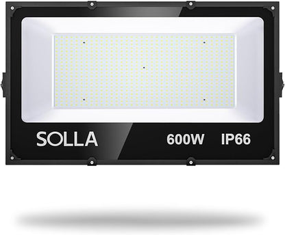 SOLLA 600W LED Flood Light Outdoor, 60000lm 6000K Daylight White, 3060W Equivalent Super Bright LED Arena Light IP66 Waterproof Commercial Lighting for Sports Fields,Counts,Stadium 110-265V