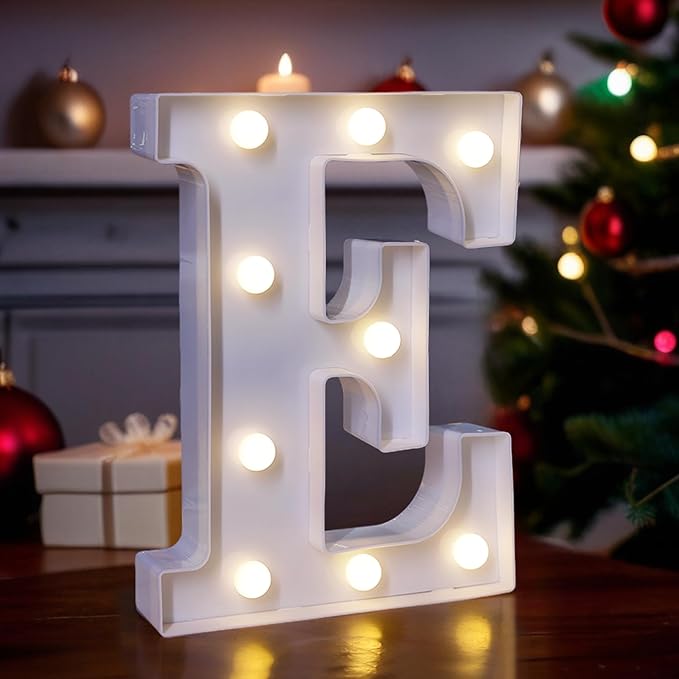 LED Light Up Marquee Letters, Battery Powered Decorative LED Letter Lights, Alphabet Light Up Letters for Wedding Birthday Party,Holiday Lamp or Home Bar Decoration (Letter E)