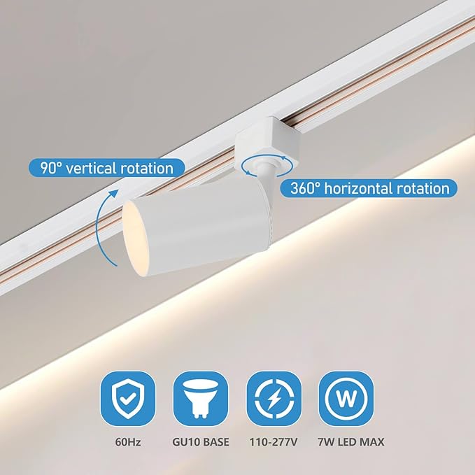 12-Light LED Track Lighting Kit with 13FT H Track Lighting Rails & Floating Canopy Connector, GU10 Track Light Kit, Modern Kitchen Track Lighting Fixtures Ceiling Spot Light, White(No Bulbs)