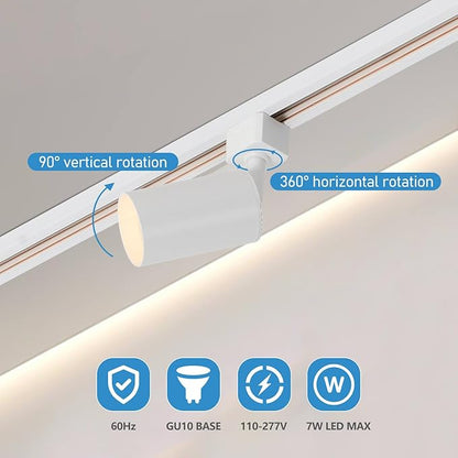 12-Light LED Track Lighting Kit with 13FT H Track Lighting Rails & Floating Canopy Connector, GU10 Track Light Kit, Modern Kitchen Track Lighting Fixtures Ceiling Spot Light, White(No Bulbs)