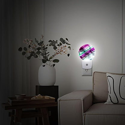 Purple Texture Plug in Night Light Auto Light Round Lamps Energy Saving Gift for Women Men Friends
