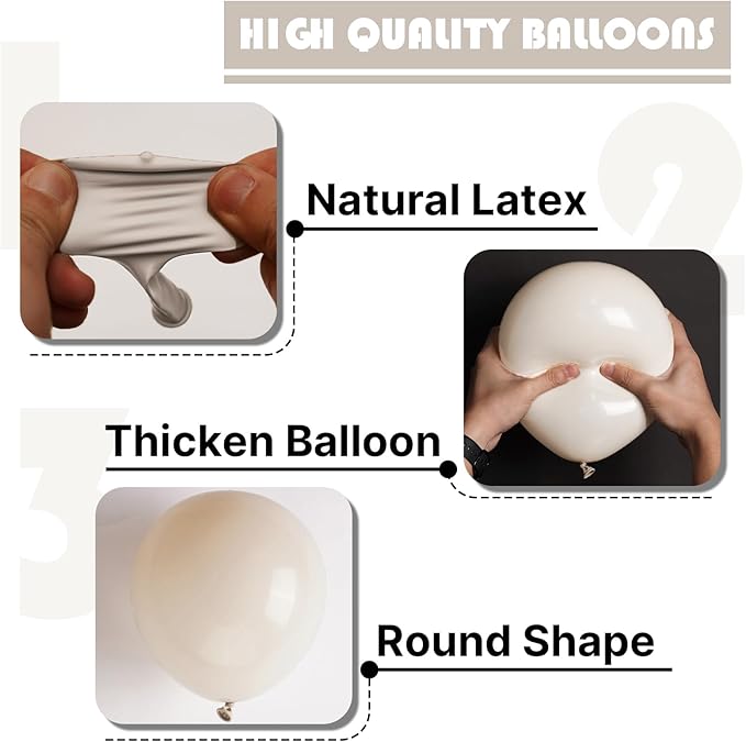 PartyWoo White Sand Balloons 145pcs Different Sizes of 18 12 10 5 Inch Off White Beige Cream Ivory Boho Neutral Balloon Arch Kit Garland for Wedding Baby Shower Birthday Party Decorations White-F12