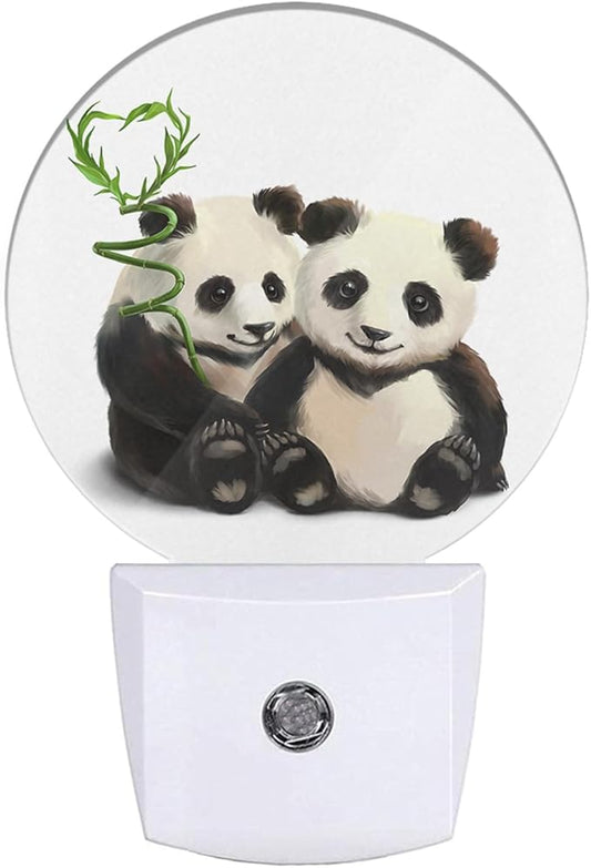 EKOBLA Panda Plug-in Night Light, Cute Panda Bear & Bamboo LED Nightlight with Dusk to Dawn Auto Sensor for Bedroom, Bathroom & Hallway