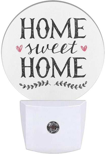 Night Lights Plug into Wall Sweet Home Hand Lettering Word Night Light Dusk to Dawn Sensor LED Lighting for Bedroom Bathroom Living Room, 0.5W Sleep Friendly