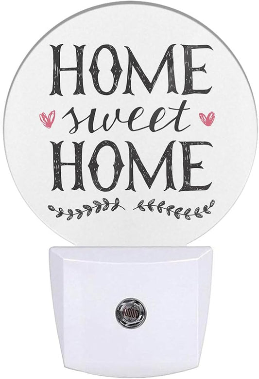 Night Lights Plug into Wall Sweet Home Hand Lettering Word Night Light Dusk to Dawn Sensor LED Lighting for Bedroom Bathroom Living Room, 0.5W Sleep Friendly