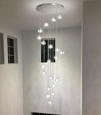 HAIXIANG LED Glam Chandelier 138 inches Long Light Luxury Crystal Ceiling Chandeliers Remote Dimmable High Ceiling Pendants Lighting Fixtures Antique Gold 20 Lights