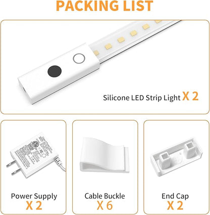 MY BEAUTY LIGHT 80in Smart Under Cabinet Lights, Handwave Sensor Under Counter Lights for Kitchen, 2700K-6500K 1090lm Stick-on Closet Light, Slim Cuttable Plug and Play Kitchen Lamp, 2 Rolls of 40in