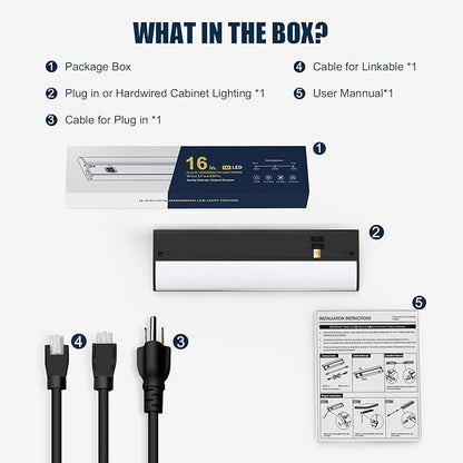 30 Inch LED Under Cabinet Light, Plug in Kitchen Lighting, 3CCT Selectable (3000K/4000K/5000K), CRI94 High Color Accuracy, Linkable, Slim Design Dimmable, Black