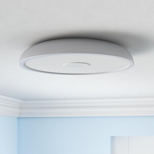 Smart Waterproof LED Flush Mount Ceiling Light Fixture,with Bluetooth Speaker,11 Inch,18 watt,Dimmable Music Lamp,RGB Color Changing Light with Remote Control,for Bathroom,Shower,Bedroom