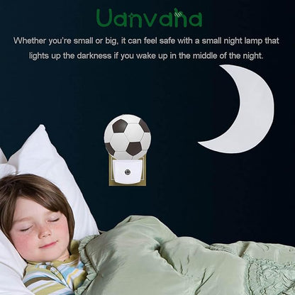 American Football Night Light Popular Sports Play Soccer Ball LED Dusk to Dawn Plug-in Nightlight Auto Sensor for Bedroom Bathroom Hallway Living Room