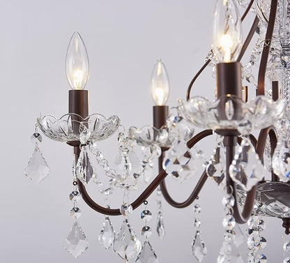 Saint Mossi 6 Light Crystal Chandelier Light Fixture Modern Chandelier Crystal Lighting, Crystal Pendant Raindrop Chandelier for Dining Room,Bedroom,Living Room,H23 x D24, 6-Light
