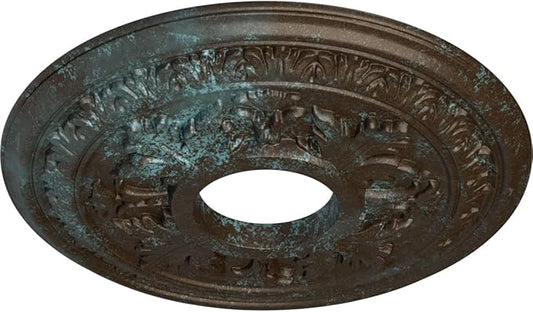 Ekena Millwork CM15BABBS 15-3/8" x 4-1/4" x 1-1/2" Baltimore Ceiling Medallion, Bronze Blue Patina