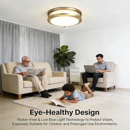 Drosbey 27W Dimmable LED Flush Mount Ceiling Light Fixture, Kitchen Light Fixtures, 12 inch Ceiling Lights for Bedroom, Bathroom, 3000K/4000K/5000K Adjustbale, Super Bright 2700LM