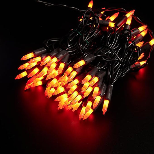 Halloween Lights 100 Counts, 26.5 Feet Orange Christmas Lights Indoor Outdoor,Black Wire Connectable of Lighting String,Decorations for Holiday, Party,Festival