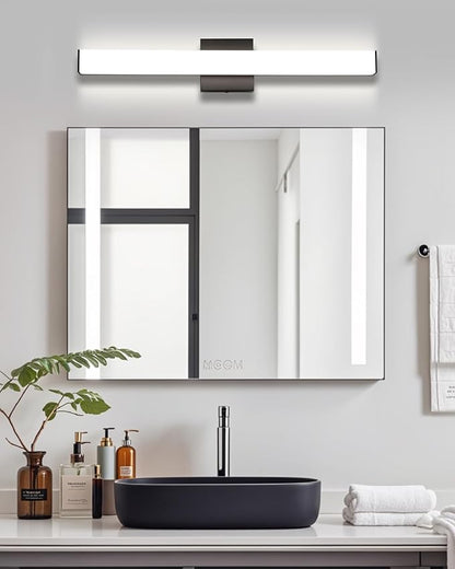 Bathroom Vanity Light Brushed Nickel Square LED 24 inch 14W 4000K Natural White Light Wall Bar Lighting Fixtures Over Mirror (Matte Black, 24inch 4000K Dimmable)