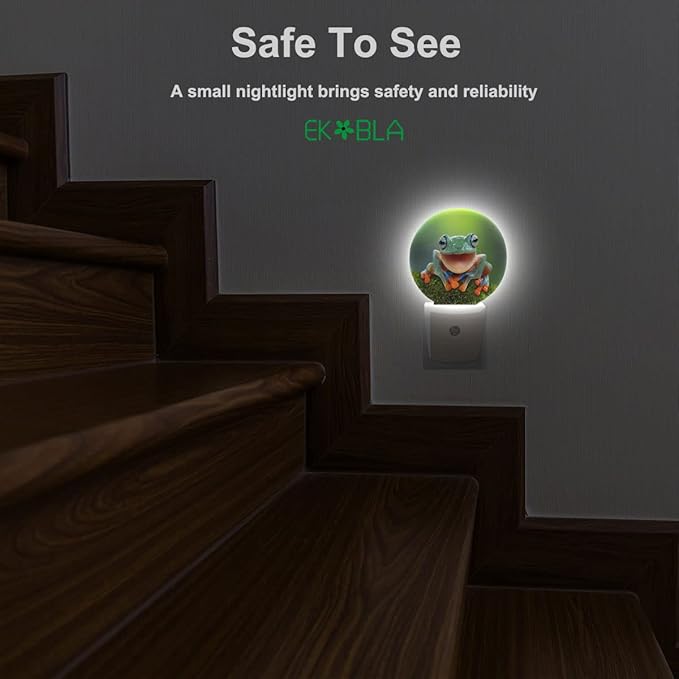 EKOBLA Frog Plug-in Night Light, Cute Green Pond Animal LED Nightlight with Auto Sensor, Dusk to Dawn Lighting for Bedroom & Bathroom