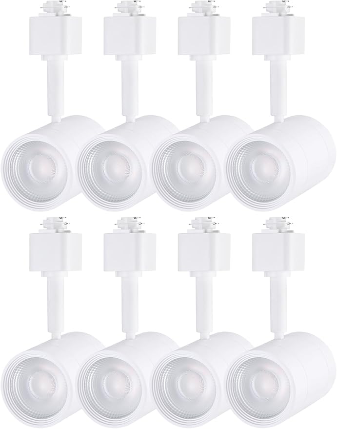LEONLITE 8-Pack Studio Series 8.5W LED H Track Lighting Heads, ETL, Dimmable Retail Track Light Heads for Store Shop Cafe, 600LM, CRI90, H Track Lighting, 2700K Soft White, Matte White