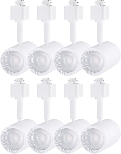 LEONLITE 8-Pack Studio Series 8.5W LED H Track Lighting Heads, ETL, Dimmable Retail Track Light Heads for Store Shop Cafe, 600LM, CRI90, H Track Lighting, 2700K Soft White, Matte White