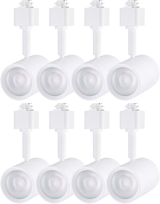LEONLITE 8-Pack Studio Series 8.5W LED H Track Lighting Heads, ETL FCC T24, Dimmable Retail Track Light Heads for Store Shop Cafe, 600LM, CRI90, H Track Lighting, 4000K Cool White, Matte White