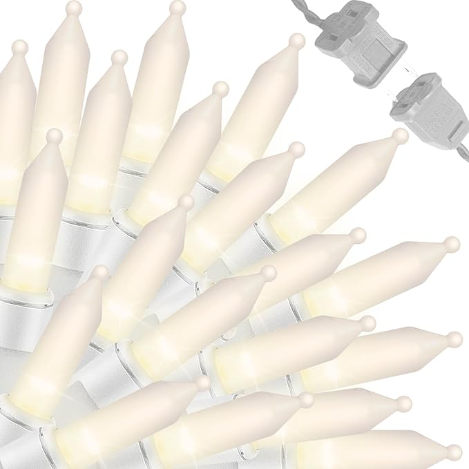 LAMPHOME 100 Count White Frost Christmas Lights,Mini Clear Lights 21ft White Wire Christmas Tree String Lights Set for Outdoor Indoor Christmas Decorations Wedding Decorations Valentines Day Decor