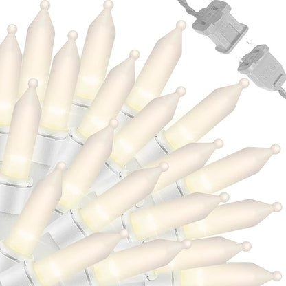 LAMPHOME 100 Count White Frost Christmas Lights,Mini Clear Lights 21ft White Wire Christmas Tree String Lights Set for Outdoor Indoor Christmas Decorations Wedding Decorations Valentines Day Decor