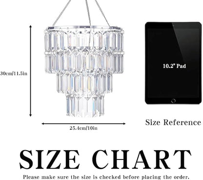 Modern Chandelier Shade, Faux Chandeliers Light Fixture Pendant Ceiling Lampshade for Girls Bedroom, W9.84 X H11 (Chrome)