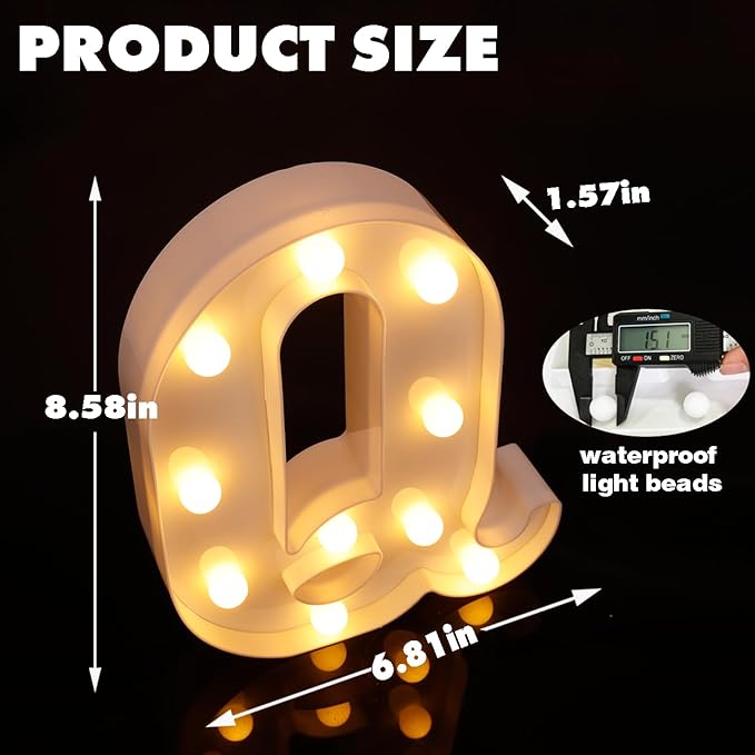 Small Led Marquee Letters, Light Up Letters, 8.58 Inch Led Letter Lights, Battery Powered Lighted Sign for Table, Party, Birthday, Christmas Decor (Letter Q)