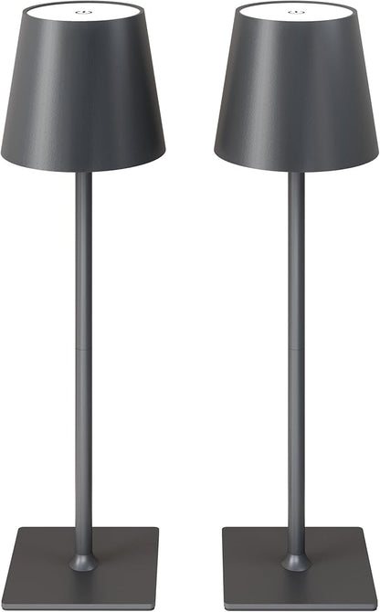 CHLORANTHUS 2 Pack Cordless Table Lamps, 3 Colors Stepless Dimming, 5000mAh Rechargeable Battery LED Desk Lamp for Bedroom/Couple Dinner/Desk/Cafe/Dining Room/Terrace