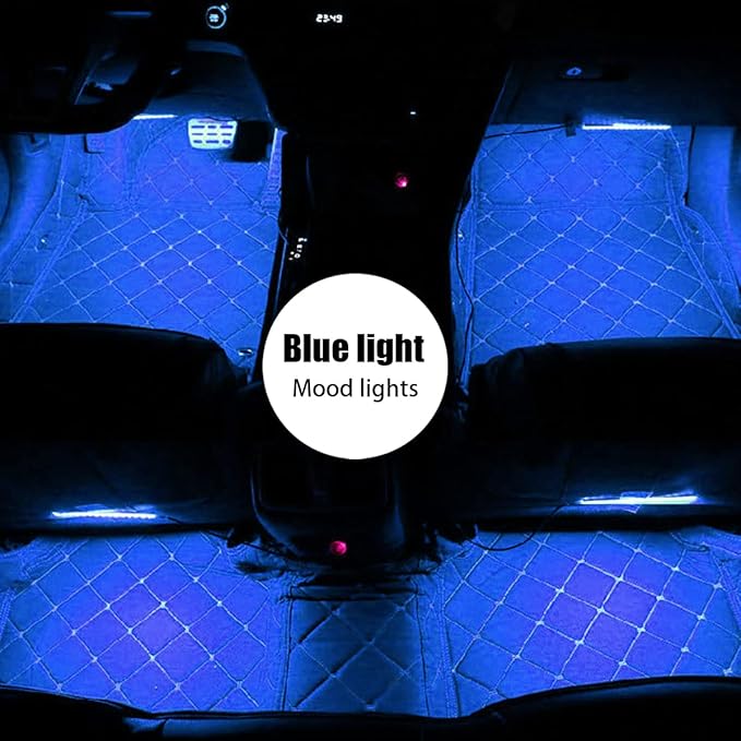 Car LED Atmosphere Lights, Auto Interior Decorative Lamp with Cigarette Adapter Plug, Under Dash Ambient Night Light 12V Car Charger, Vehicle Accessories for Truck, SUV, Sedan (Blue)