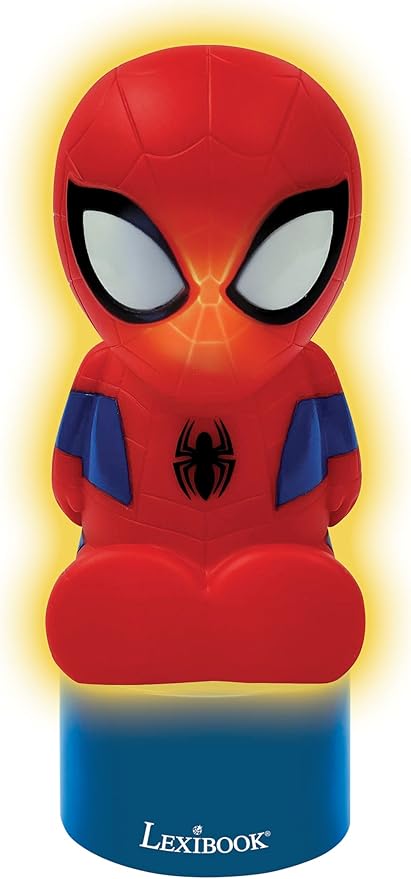 LEXiBOOK Spiderman, Nightlight and Speaker for Children's Room, Color Change, Soft Light, Battery Operated, Blue/Red, NS01SP