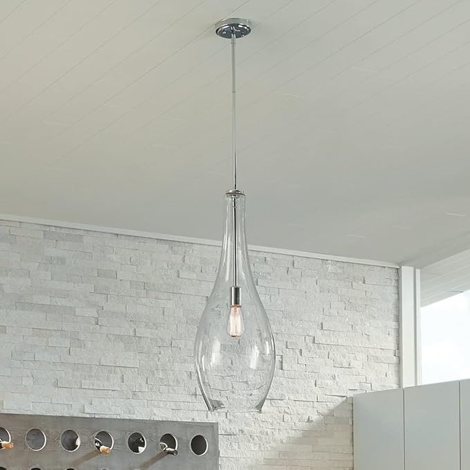 KICHLER Everly 29.5" 1 Light Teardrop Pendant Clear Glass Chrome