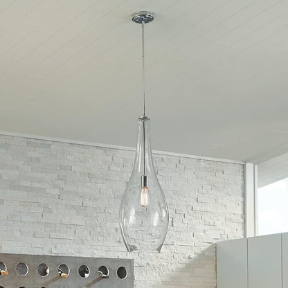 KICHLER Everly 29.5" 1 Light Teardrop Pendant Clear Glass Chrome