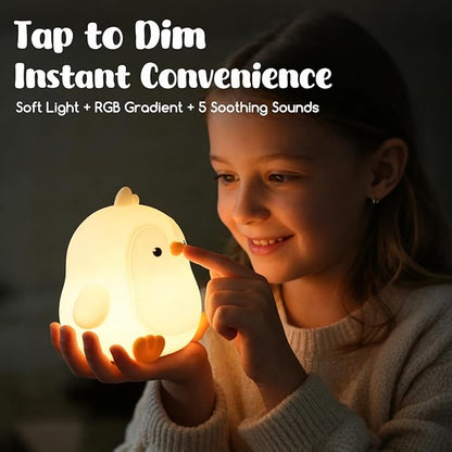 Cute Penguin Night Light for Kids, 3 Adjustable Brightness Levels & 6 White Noise Sounds,Rechargeable Variable Color Penguin lamp Gifts,Cute Room Decor Night Light for Kids Girls Boys