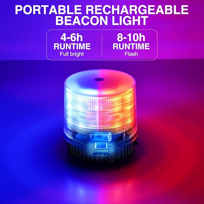 Nilight 18LED Strobe Lights Red Blue Wireless Rotating Emergency Safety Flashing Beacon Light with Magnetic Base Mount and Two Types of Plugs for Vehicle UTV Truck Forklift Tractor Snow Plow