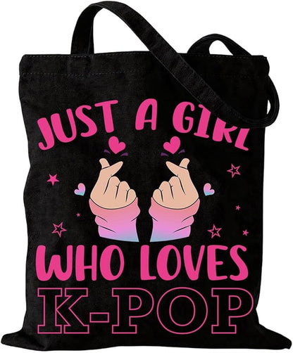 K-Pop Gift Tote Bag for Kpop Music Lover Korean Drama Canvas Tote Bag Gift for K-Pop Lover, Double-Sided Print Bags