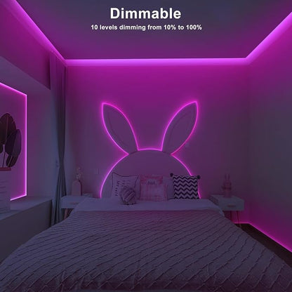 Tatazone 16.4ft Pink COB Led Strip Lights with RF Remote, Dimmable Bright Adhesive Indoor Led COB Light Strip for Cabinet, Painting, Room, Bed