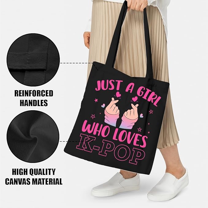 K-Pop Gift Tote Bag for Kpop Music Lover Korean Drama Canvas Tote Bag Gift for K-Pop Lover, Double-Sided Print Bags