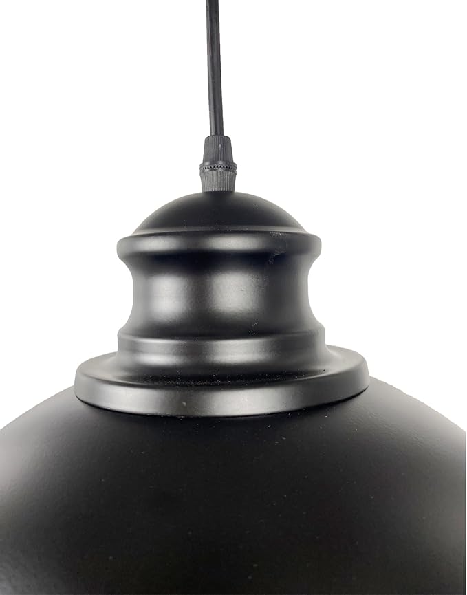 BRIGHTESS Ecopower Industrial Barn Pendant Light, Retro Candelabra Ceiling Light, Metal Farmhouse Kitchen Lighting, E26 Base, 14.7FT Cord, Black