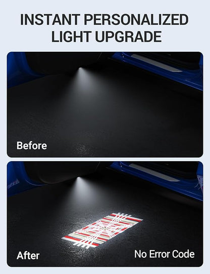 Motrobe 4PCS Puddle Lights for Tesla Model Y Juniper 2025 2026 Model 3 Highland 2024-2026 4K HD Ultra-Bright Cyber-Stripe Projection Door Lights No Error Code Never Fade Tesla Accessories