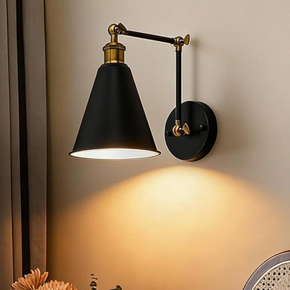 Farmhouse Swing Arm Wall Sconces Lighting 7 inch, Industrial Wall Sconce with Adjustable Arm, Metal Shade, Modern Classic Wall Lamp for Bedside Reading, Living Room, Kitchen
