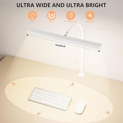 LED Desk Lamp for Office Home, Adjustable Flexible Eye-Caring Desk Light with,5 Modes 10 Brightness Adjustment, USB Adapter Desk Lamp with Clamp-T-W