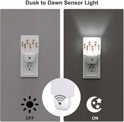 LED Night Light,Cute Ballerina LED Night Light Plug into Wall with Dusk to Dawn Light Sensor White Energy Efficient Nightlight for Bedroom Bathroom Hallway Living Room Kitchen