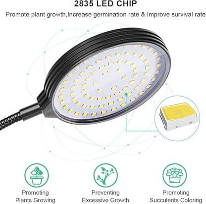 Grow Light 60W Sunlike Full Spectrum LED Plant Grow Lights with Timer Auto On/Off 4/8/12H Waterproof Grow Lamp for Indoor Plants, 5 Dimmable Levels, Adjustable Gooseneck