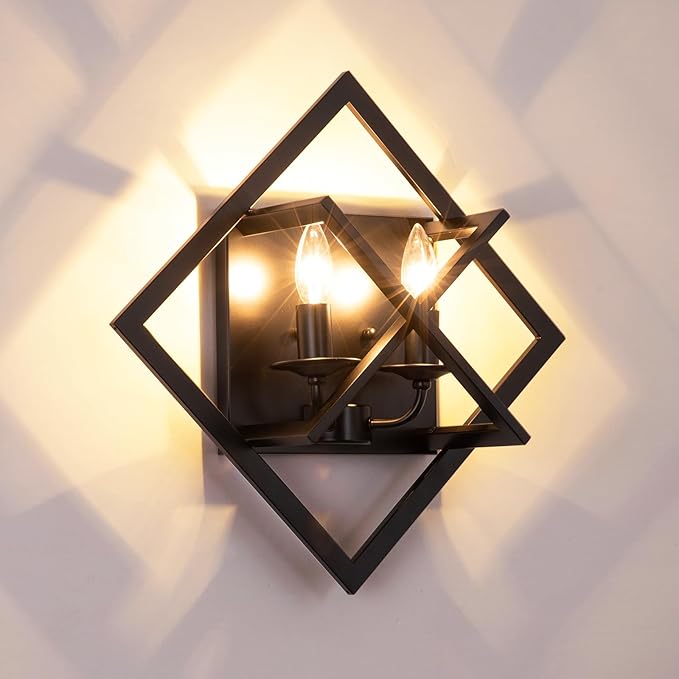 Farmhouse Wall Sconce,Set of 2 Rustic Wall Sconces Indoor Wall Light Fixtures 17.8in for Stairway, Living Room, Bedroom, Bathroom (2 Light,E12 Base, No Bulbs)